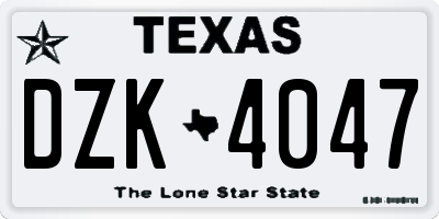 TX license plate DZK4047