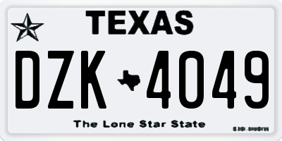 TX license plate DZK4049