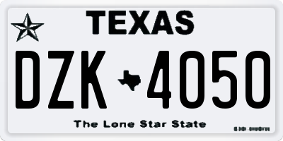 TX license plate DZK4050