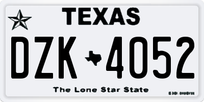 TX license plate DZK4052