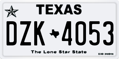 TX license plate DZK4053