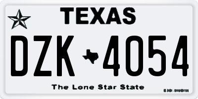 TX license plate DZK4054