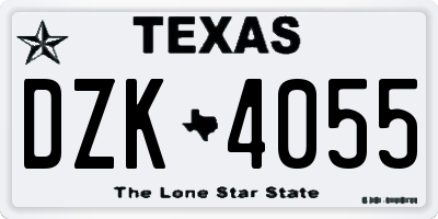TX license plate DZK4055