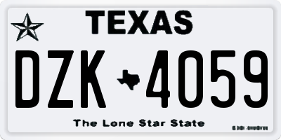 TX license plate DZK4059