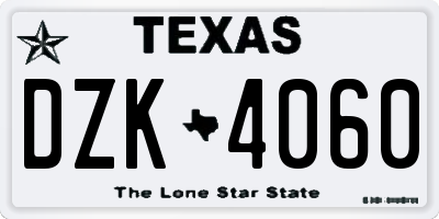TX license plate DZK4060