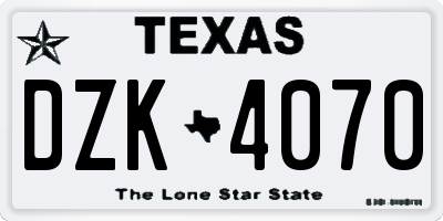 TX license plate DZK4070