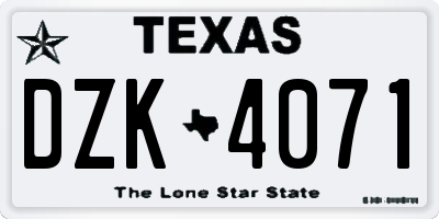 TX license plate DZK4071