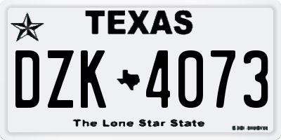 TX license plate DZK4073