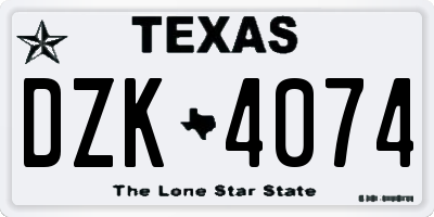 TX license plate DZK4074