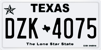 TX license plate DZK4075