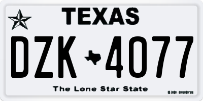 TX license plate DZK4077