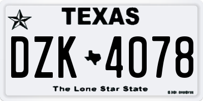 TX license plate DZK4078