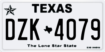 TX license plate DZK4079