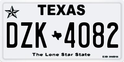 TX license plate DZK4082