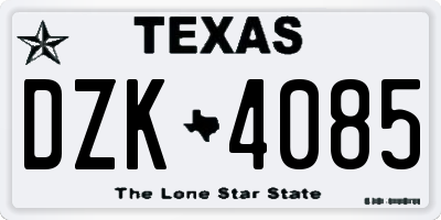 TX license plate DZK4085