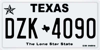 TX license plate DZK4090