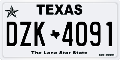 TX license plate DZK4091