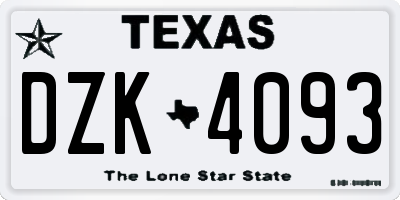 TX license plate DZK4093
