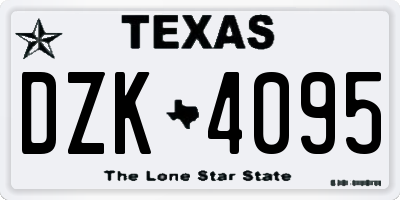 TX license plate DZK4095