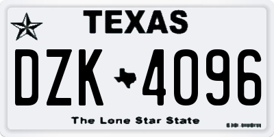 TX license plate DZK4096