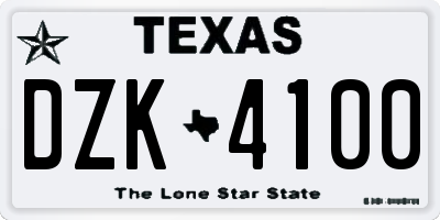 TX license plate DZK4100