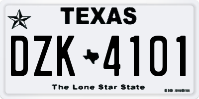 TX license plate DZK4101