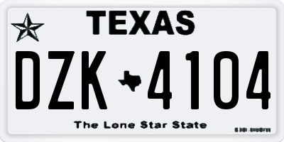 TX license plate DZK4104