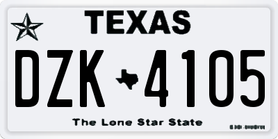 TX license plate DZK4105