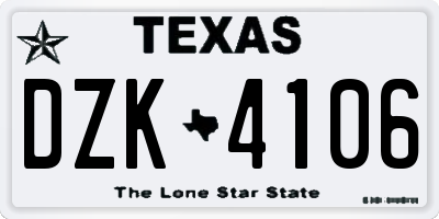 TX license plate DZK4106