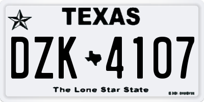 TX license plate DZK4107