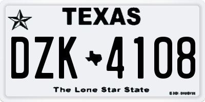 TX license plate DZK4108