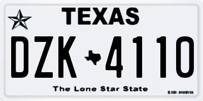 TX license plate DZK4110