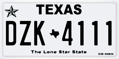 TX license plate DZK4111