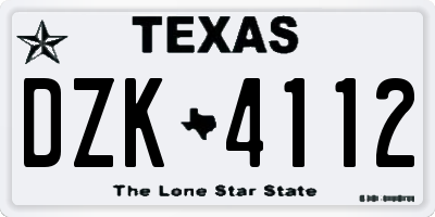 TX license plate DZK4112