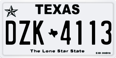 TX license plate DZK4113