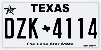 TX license plate DZK4114