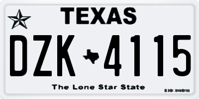 TX license plate DZK4115
