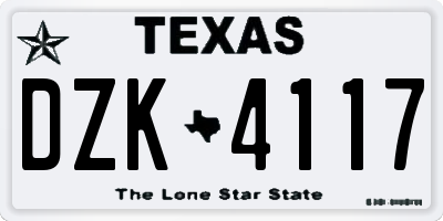 TX license plate DZK4117