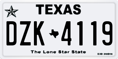 TX license plate DZK4119
