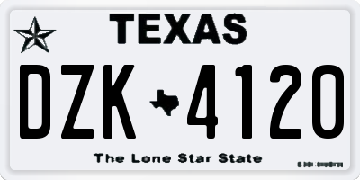 TX license plate DZK4120