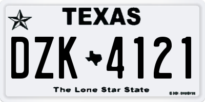 TX license plate DZK4121