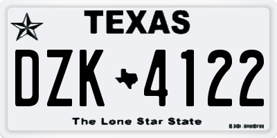 TX license plate DZK4122