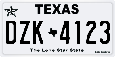 TX license plate DZK4123