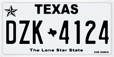 TX license plate DZK4124