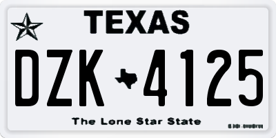 TX license plate DZK4125