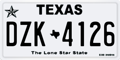 TX license plate DZK4126