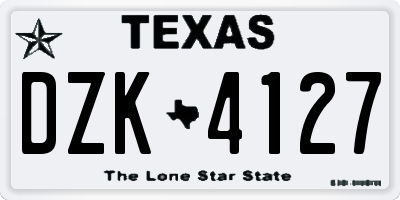 TX license plate DZK4127