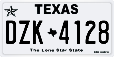 TX license plate DZK4128