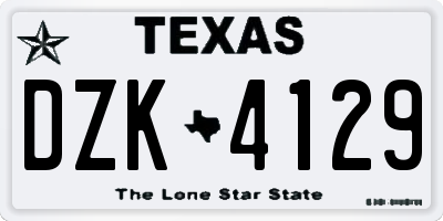 TX license plate DZK4129