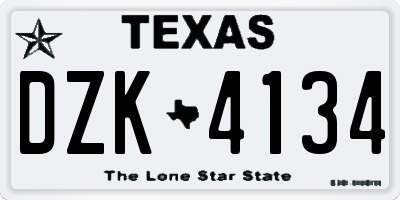 TX license plate DZK4134